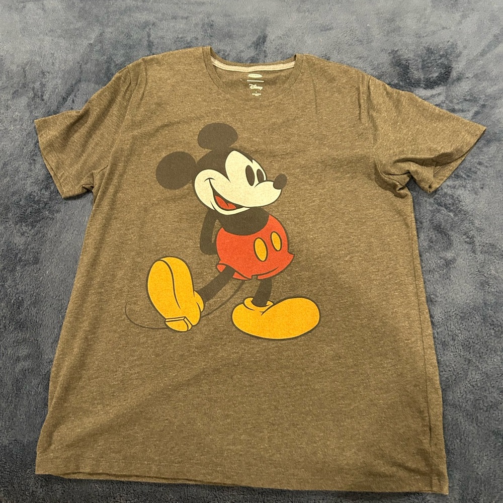 Old Navy Grey T-Shirt with Mickey Mouse Graphic